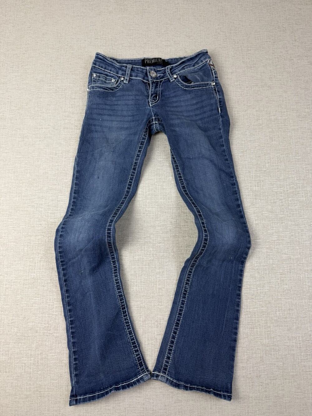 Premiere Rue 21 Womens Jeans Size 0S Bootcut Embroidered Rhinestone Flap Pocket